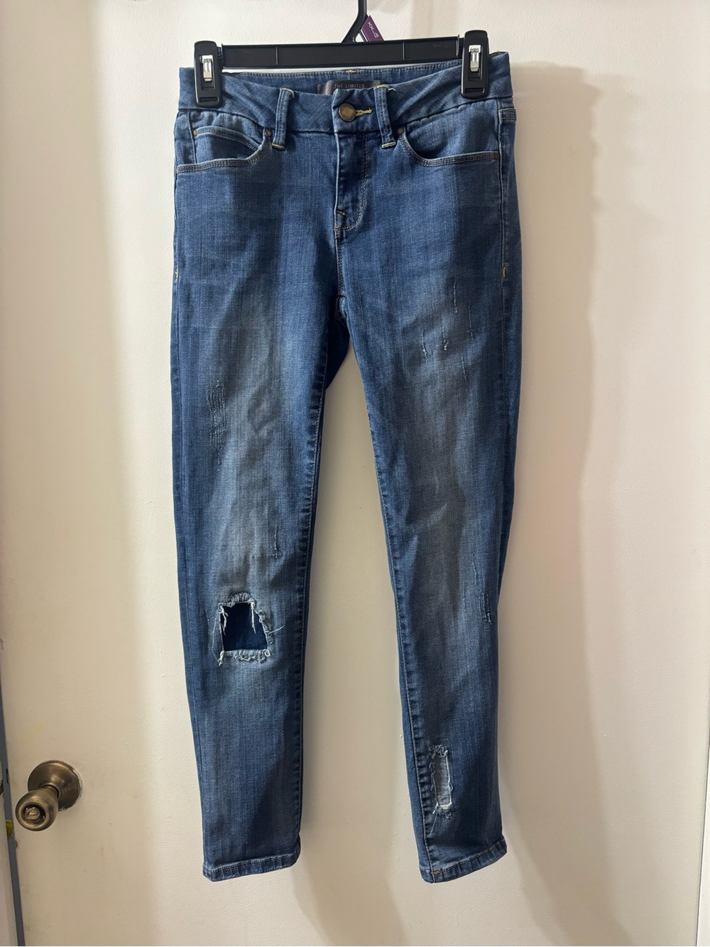 The Limited Dark Blue Distressed Skinny Jeans